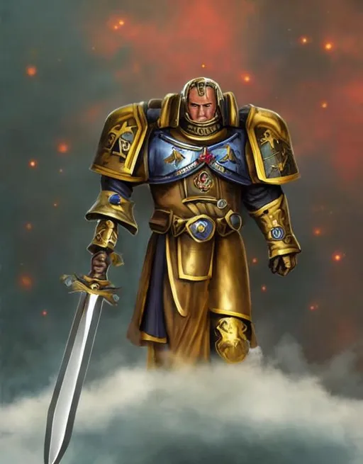 {person} Sigismund, Space marine champion armor, hol... | OpenArt