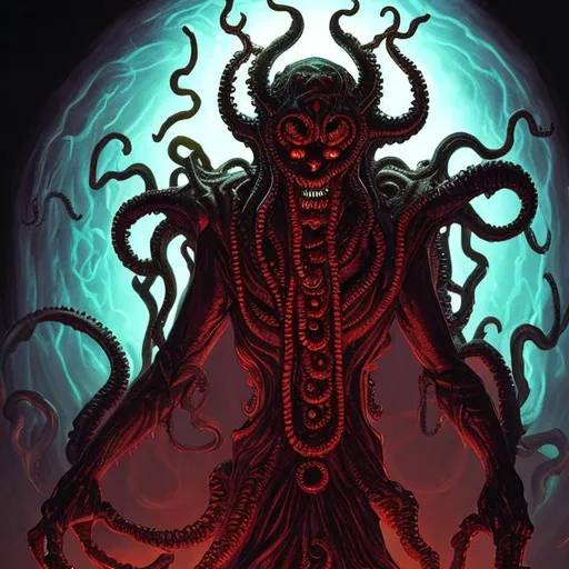 lovecraftian glowing humanoid demon king asmodeus