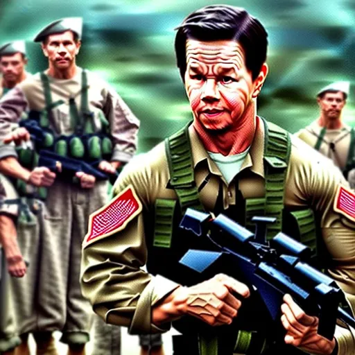 Prompt: mark wahlberg as a soldier