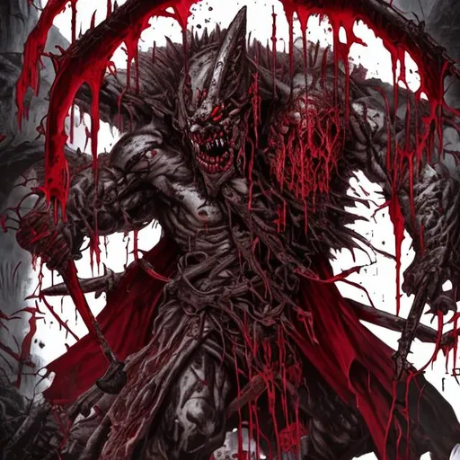 Prompt: Crimson dark blood red gore death kill calamity 