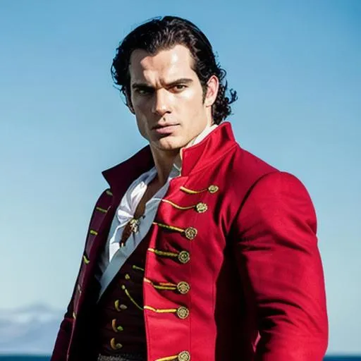 henry cavill pirate captain long red coat | OpenArt