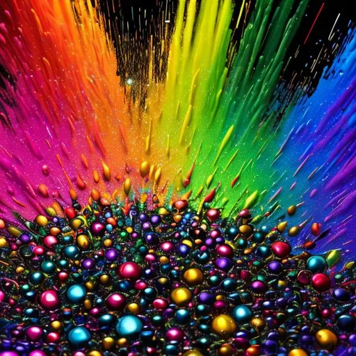 Prompt: a centered magical explosion of bright colorful colors on a black background, hyperrealistic, 3D, colorful, bright colors, high definition, photograph, realistic, detailed, high details