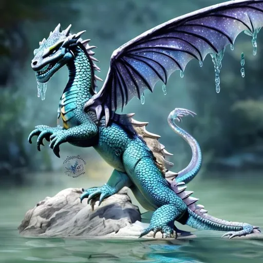 Prompt: water dragon with wings