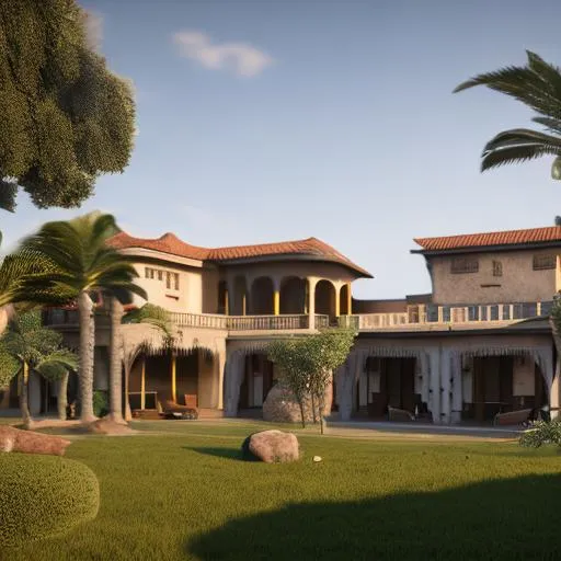 Prompt:  French colonial houses with modern African architecture inspiration, volumetric natural light, ultra realistic, vray, far view, perspective landscape