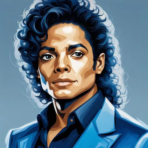 Prompt: Michael Jackson  in colors of blue