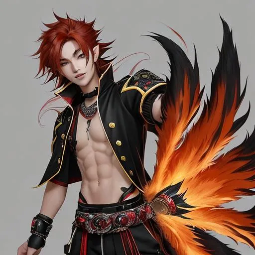 Prompt: "A 17-year-old fox-like man with black eyes in an anime style"

Vibrant, fiery red hair cascading down his back,
Eyes shining with an intensity that pierces the soul,
Sharp, pointed ears peeking through his luscious locks,
A mischievous smile playing upon his lips,
His attire a blend of traditional and modern, an eclectic fusion,
A cloak adorned with intricate patterns, a symbol of his mysterious nature,
In the backdrop, a serene forest bathed in the glow of twilight,
Trees standing tall, their branches reaching for the heavens,
The air tinged with a hint of magic, a realm beyond the mundane,
A sense of adventure and curiosity lingers in the atmosphere,
Capturing the essence of youth, with a touch of enigmatic allure.

Shot with a vintage 35mm film camera,
Using a high-quality color film with rich tones and saturation,
A wide-angle lens capturing the breadth of the scene,
Deliberate use of shallow depth of field, drawing attention to the protagonist,
Cinematic techniques like backlighting and lens flares add a touch of drama,
A juxtaposition of directors like Hayao Miyazaki, Wes Anderson, and Wong Kar-wai,
Cinematographers such as Roger Deakins and Emmanuel Lubezki,
Photographers like Tim Walker and Annie Leibovitz,
Fashion designers such as Alexander McQueen and Rei Kawakubo,
A collaboration that transcends boundaries, creating a unique visual tapestry.

—c 10 —ar 2:3