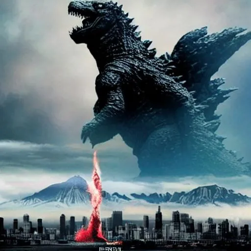 Prompt: blood comes out of godzilla