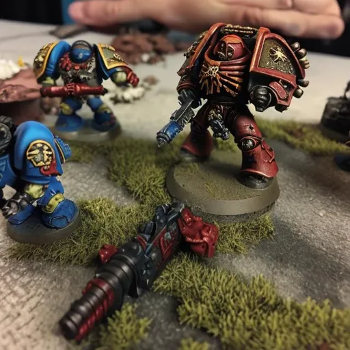 Prompt: Autistic space marine slaying daemons