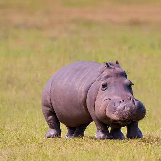 Prompt: cute hippo in the savanna