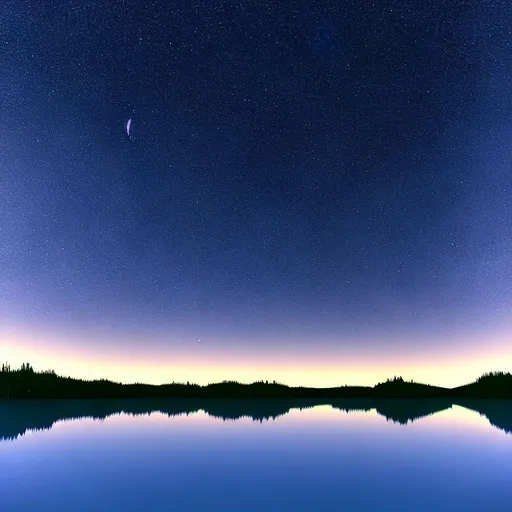 Prompt: long shot, glistening lake, night sky, stars in view, 3d blender render, highly detailed, liminal space, 64k