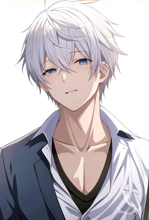 White Hair Anime Boy - Anime Boys - Sticker