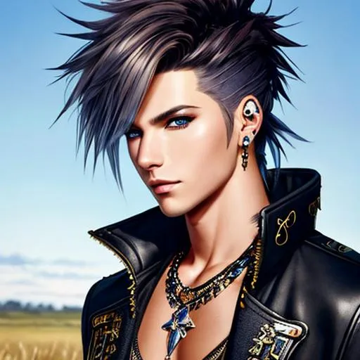 Prompt: Watercolor art, an attractive Bill Kaulitz from Final Fantasy X toned warrior dressed in well urban rocker clothes standing in a field with ultra realistic wild hair and Ultra realistic eyes, realistic tan complexion , fantasy character portrait, ultra realistic, concept art, intricate details, studio lighting, symmetrical, ideal human, ultra details, super detailed, 64k, detailed body, full body, looking into the camera smooth, sharp, focus; illustration, golden ratio.
