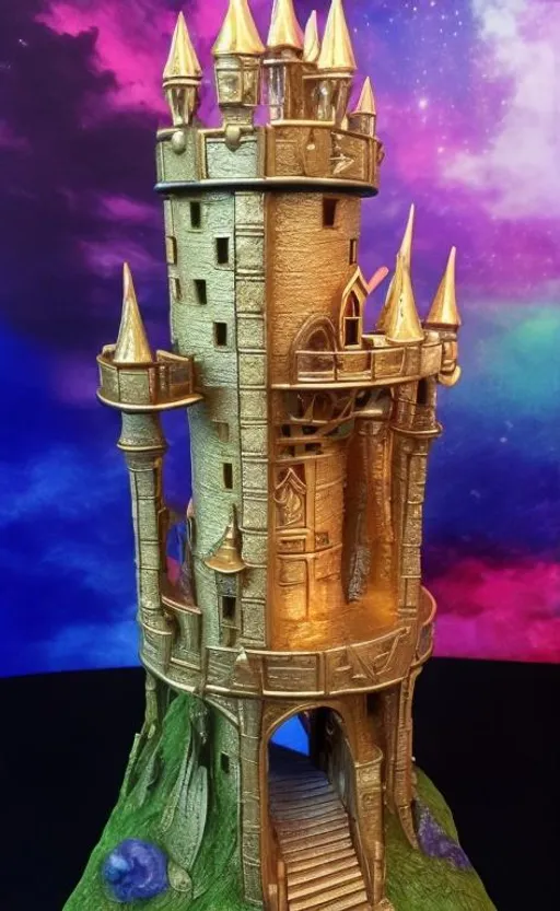 Prompt: golden magic wizard tower