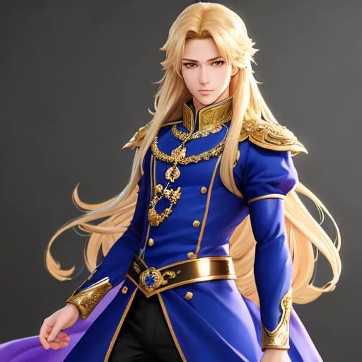 Prompt: Full-body detailed masterpiece, high-res, quality upscaled image, 16k upscaled image, 4k, 4k perfect composition, pose study, detailed complex pose, unique pose, anatomically correct, accurate bodily proportions, anime style; prince, detailed very straight blond hair, detailed long hair, handsome dreamy blue irises, extremely pale complexion, smooth handsome complexion, athletic body type, adult bodily proportions, handsome detailed goblin; wearing complex detailed clothing