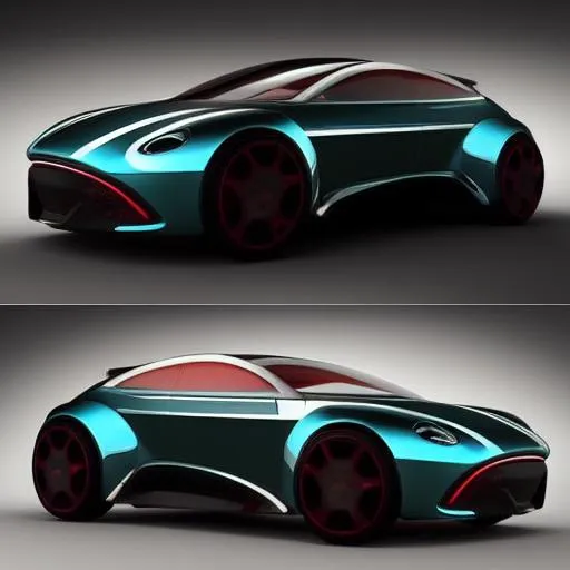 Prompt: a  futuristic compact sporty suv concept  , based on aston martin concept design , minor inputs from beetle roof  ,pinterest ,behance ,photorealistic ,hyper realistic , futuristic , modern