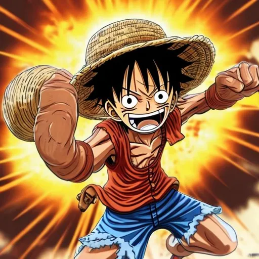 Prompt: luffy with straw hat gear 5
