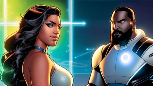 Prompt: Hope Alguin--dark-skinned curvaceous cyborg beauty--uses a quantum computer to scan the Omniverse for any trace of her lost android muse-brother, Philo Layne. art by Juan Gimenez and Adi Granov