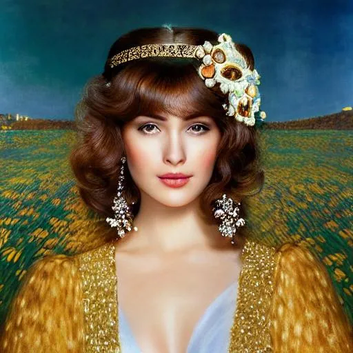 Prompt: Drawing of {beautiful women} with {brown} hair, a halo above her head and with a cute face, {by Gustaf Klimt}, perfect composition, hyperrealistic, super detailed, 8k, high quality, trending art, trending on artstation, sharp focus, studio photo, intricate details, highly detailed, style Gustaf klimt and tsutomu nihei 