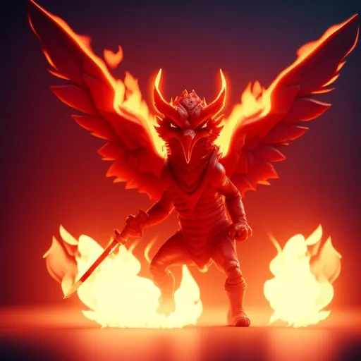 Prompt: Tiny angry isometric red demon holding a flaming sword, soft smooth lighting, with soft colors, 100mm lens, 3d blender render, trending on polycount, modular constructivism, fiery background, physically based rendering, symmetrical, centered.