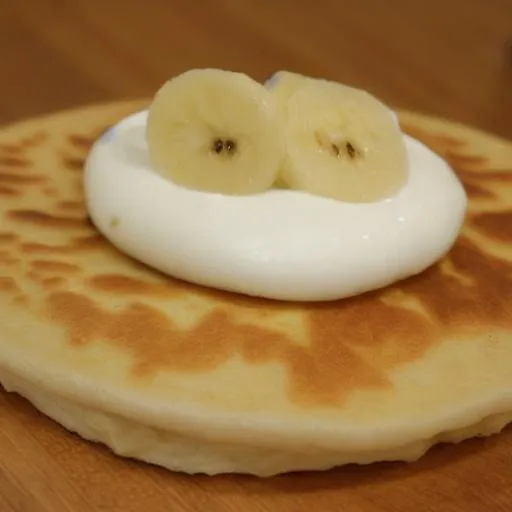 Prompt: blini with banana cheese