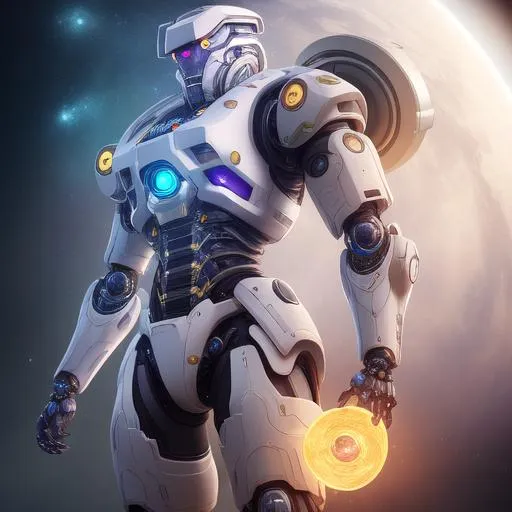 Prompt: Ultrarealistic 8k Portrait of futuristic, Doctor Oct, hologram armored suit, halo armor, with 8 octopus robotic arms on back, flying through space holding the infinity stones 
Unreal Engine 5