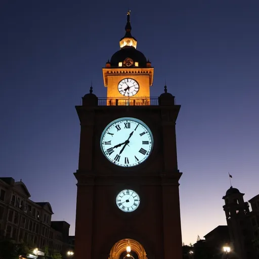 Prompt: generate the image of clock tower showing the beauty of clock tower during darkness

