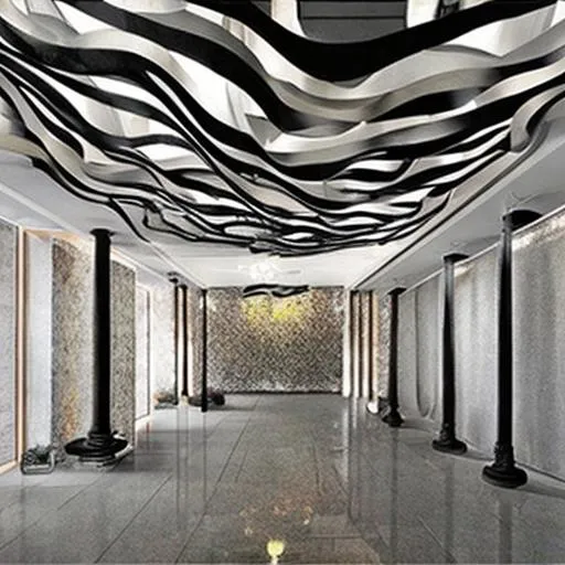 Prompt: elegant acient chinese curved installation art sculpture
ceiling exhibtion




