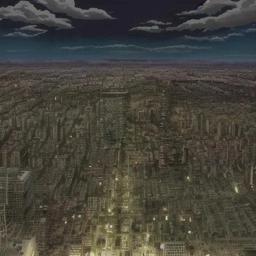 Prompt: anime, Japanese, zombie apocalypse, wallpaper, trippy sky, city, POV, First person on ground, hoard of zombies running, night, lights all over city

  