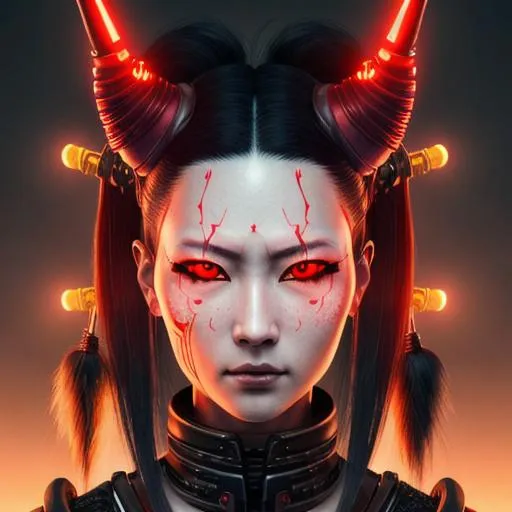 Ultra Detailed Portrait Of Cyberpunk Female Samurai | OpenArt