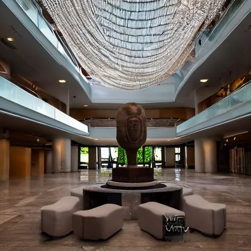 Prompt: Modern beaux art large university inspired Congolese architecture with precolonial congolese art inspiration and Congolese minerals, volumetric natural light, ultra realistic, vray,  hd