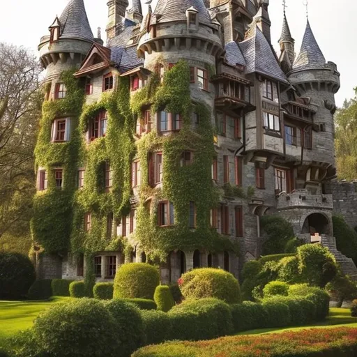 Prompt: a beautiful castle-looking house