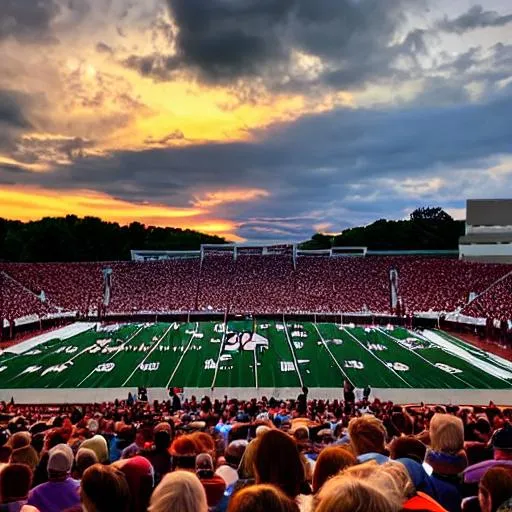 Prompt: Virginia tech stadium sunset