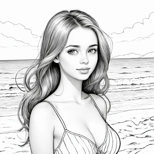 Prompt: Pretty girl on the beach