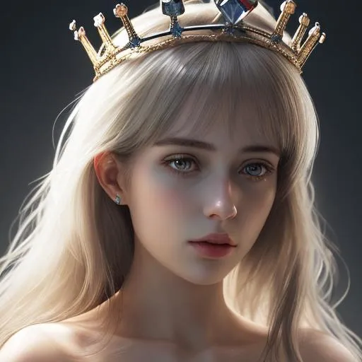 Prompt: realistic girl with dimond white crown 