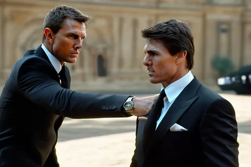 Prompt: James Bond meeting Tom Cruise