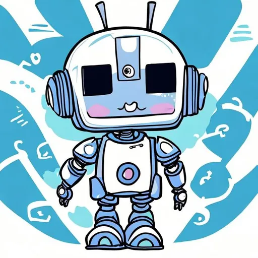 Prompt: cute robot kid cartoon presenting