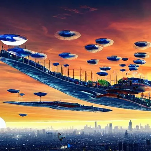 A massive giant highly detailed floating flying city... | OpenArt