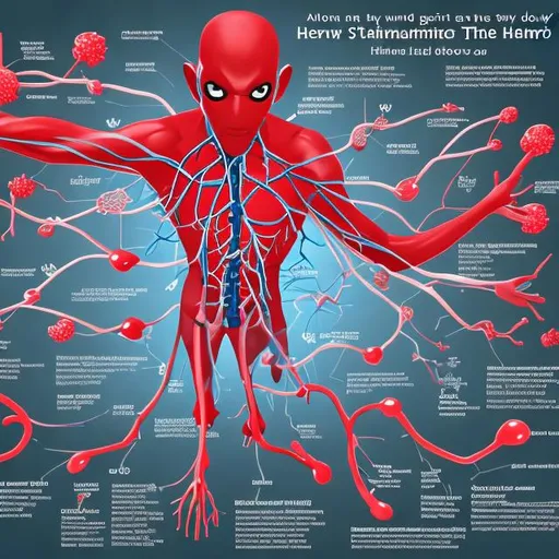 Prompt: Draw me a wide image of hematology as an online hero for a website
