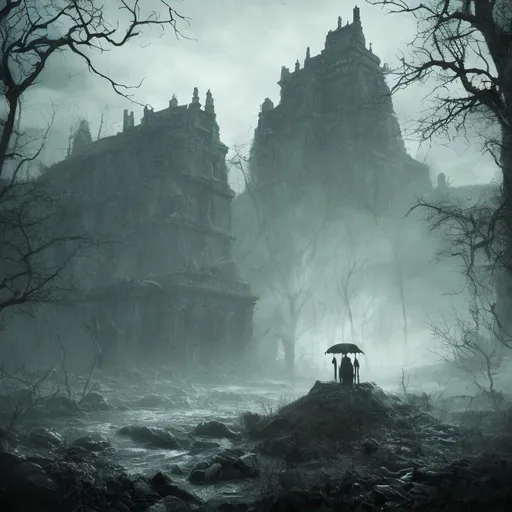 Prompt: goth,deep,dark,creature,lurking,ultra realistic,lost soul,elden ring,landscape