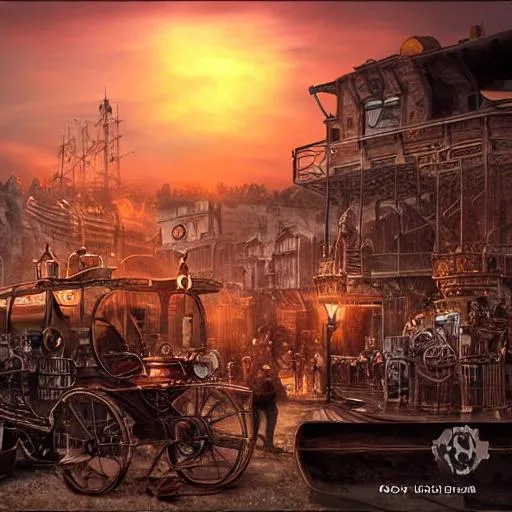 Realistic Steampunk Sunset Openart