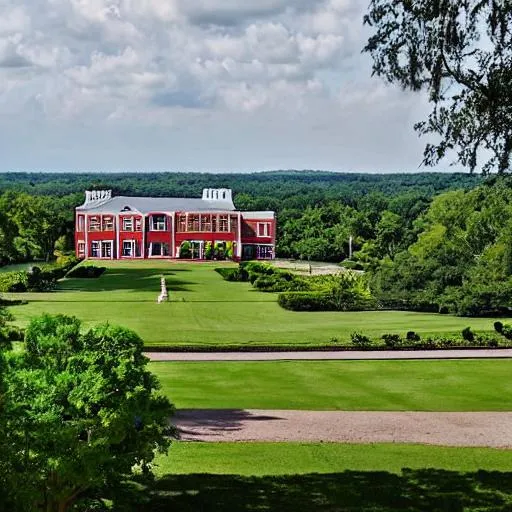 Colonial Mansion Tall Grand Iron Gate Horse Stables... OpenArt