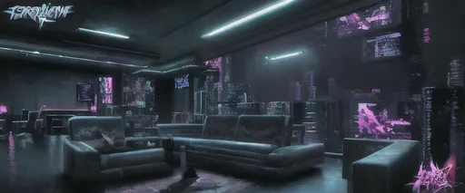 Prompt: cyberpunk apparent living room, high tech, grungy, anime art style, highly detailed