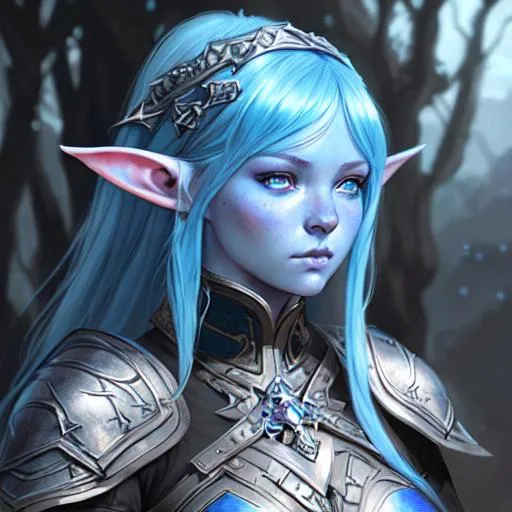 A girl with beautiful blue skin, elf ears, blue eyes... | OpenArt