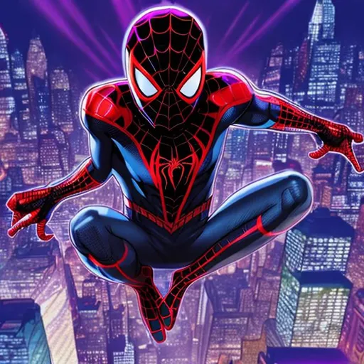 Prompt: Studio lighting cartoon film capture of Miles Morales Spider Man