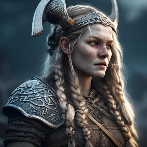 Prompt: Beautiful Viking queen detailed face full body hyper realistic extremely detailed dark cinematic UHD