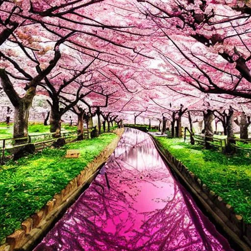 Prompt: anime, very bautiful cherry blossom forest