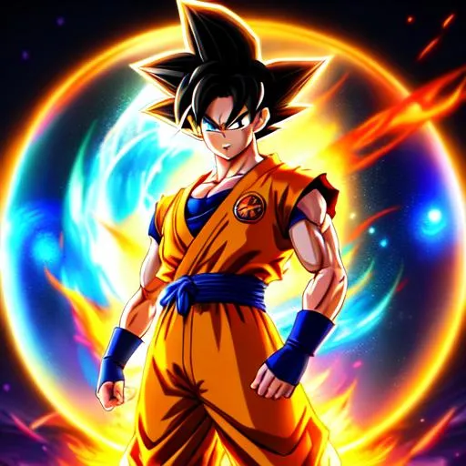 full body of goku turning into a super saiyan, photo