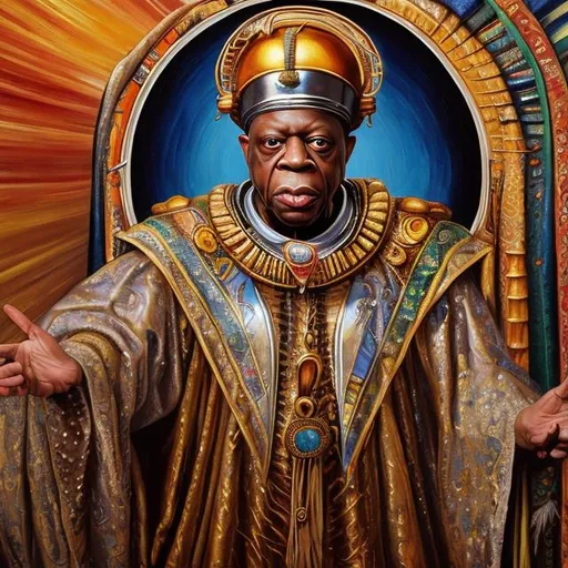 Prompt: Hyperdetailed oil painting in renaissance style of Sun Ra 
