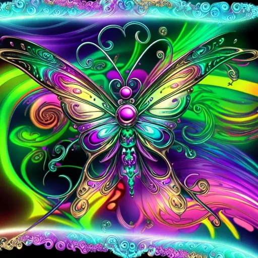 Prompt: beautiful freeform colorful chaos epic bold, 3D, HD, {one}({liquid metal {Celtic}butterfly} with {purple gold pink green red silver blood}ink), expansive psychedelic background --s99500 