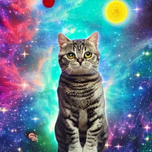 Prompt: Space cat flying in the universe
